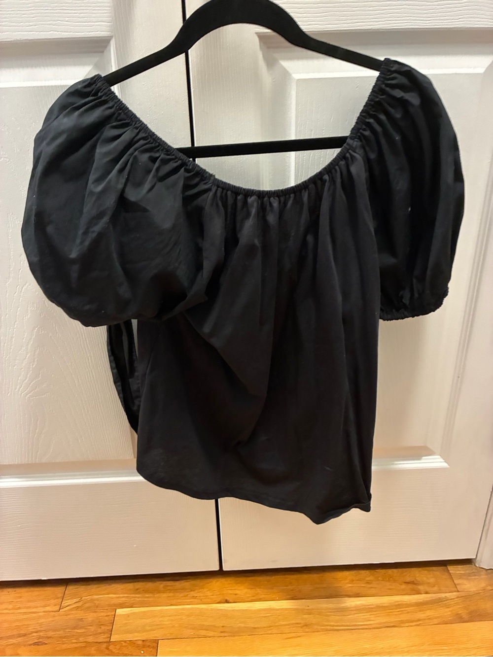a new day Black Off-Shoulder Puff Sleeve Top